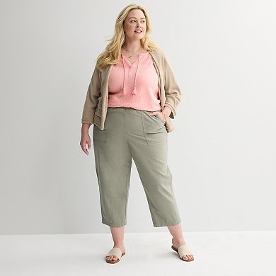 Plus Size Croft & Barrow® Splitneck Tassel Top
