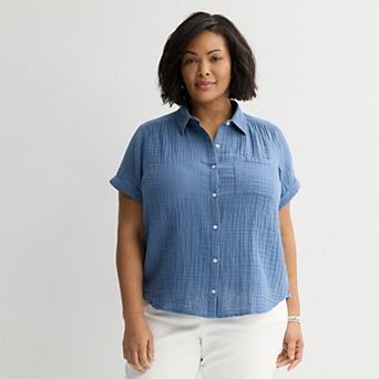 Plus Size Croft & Barrow® Casual Camp Shirt