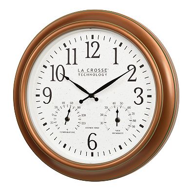 La Crosse Technology 18-Inch Indoor / Outdoor Atomic Analog Wall Clock with Temp & Humidity