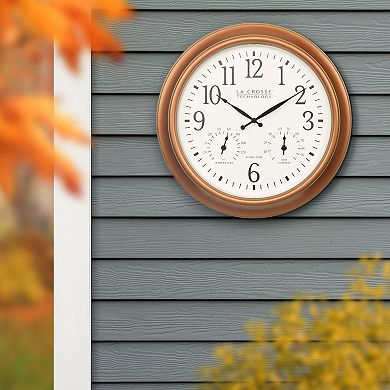 La Crosse Technology 18-Inch Indoor / Outdoor Atomic Analog Wall Clock with Temp & Humidity