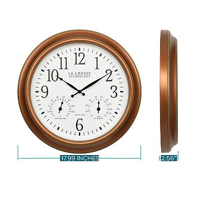 La Crosse Technology 18-Inch Indoor / Outdoor Atomic Analog Wall Clock with Temp & Humidity