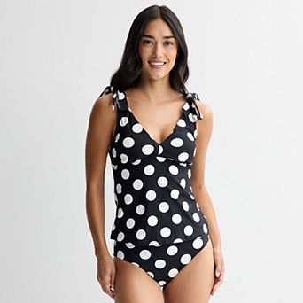 Juniors' Freshwater Bow Tie V-Neck Tankini Swim Top