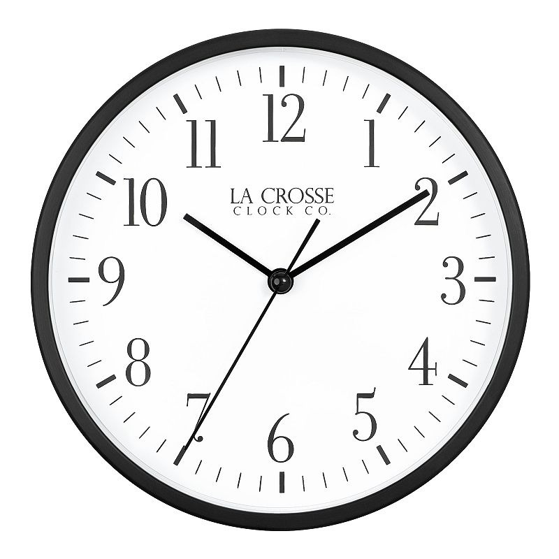 La Crosse Technology Silent Sweeping Analog Quartz Wall/Table Clock, Black
