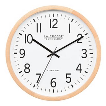 La Crosse Technology 12.8-Inch Beech Wood Atomic Analog Wall Clock