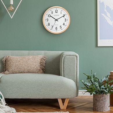 La Crosse Technology 12.8-Inch Beech Wood Atomic Analog Wall Clock