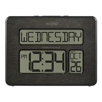 La Crosse Technology Black Digital Atomic Clock with Calendar & Indoor Temperature