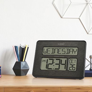 La Crosse Technology Black Digital Atomic Clock with Calendar & Indoor Temperature