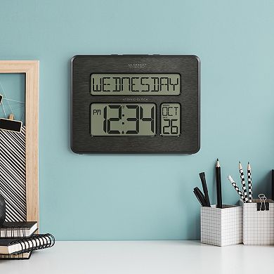 La Crosse Technology Black Digital Atomic Clock with Calendar & Indoor Temperature