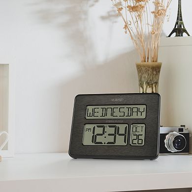 La Crosse Technology Black Digital Atomic Clock with Calendar & Indoor Temperature