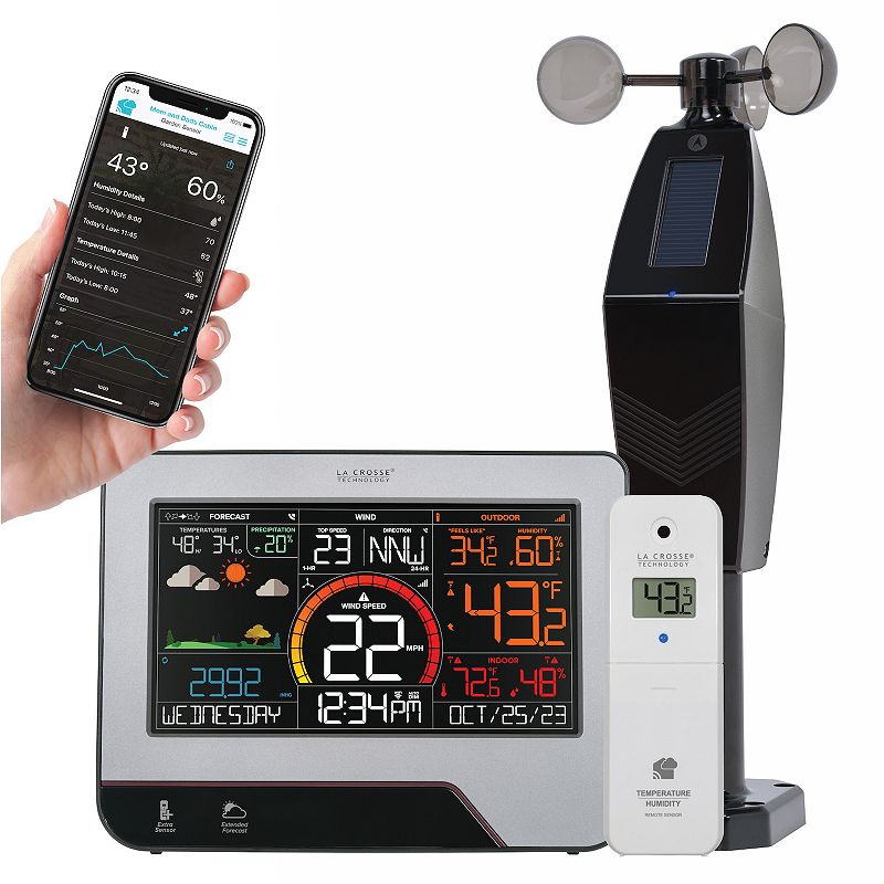La Crosse Technology Wi-Fi Wind & Weather Center with Remote Monitoring, Grey