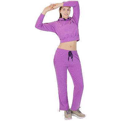 Women’s Soft-Stretch Tracksuit with Cropped Hoodie & Relax Sweatpants