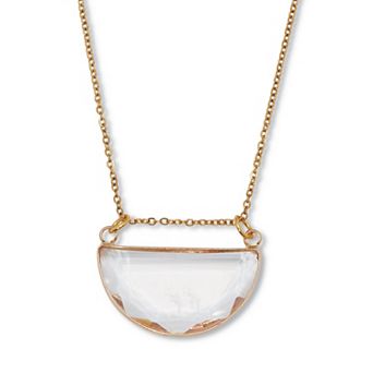 PalmBeach Jewelry Crystal Half Moon Goldtone Pendant Necklace 15 inch plus 2 inch extension
