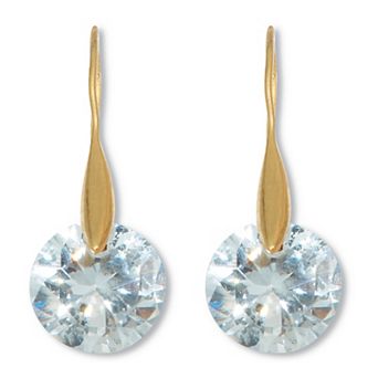 PalmBeach Jewelry 12 TCW Round Cubic Zirconia 18k Yellow Gold-Plated Drop Earrings