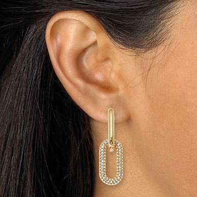 PalmBeach Jewelry Round Crystal Chain Link Drop Earrings, 36x12mm