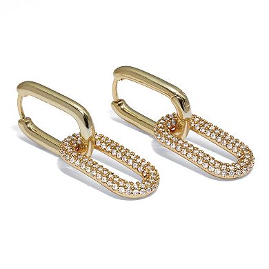 PalmBeach Jewelry Round Crystal Chain Link Drop Earrings, 36x12mm