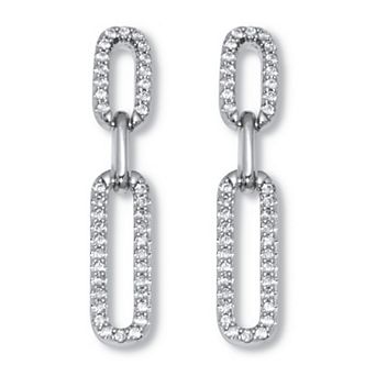 PalmBeach Jewelry .40 TCW Round Cubic Zirconia Link Earrings