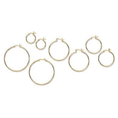 PalmBeach Jewelry 4-Pair Set Gold-Plated Sterling Silver Polished Hoop Earrings