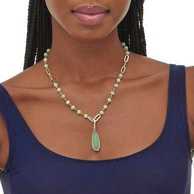 PalmBeach Jewelry Crystal Pendant Goldtone Y Necklace 18-inch plus 2.5-inch extension