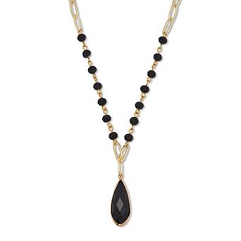 PalmBeach Jewelry Crystal Pendant Goldtone Y Necklace 18-inch plus 2.5-inch extension