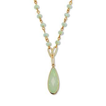 PalmBeach Jewelry Crystal Pendant Goldtone Y Necklace 18-inch plus 2.5-inch extension