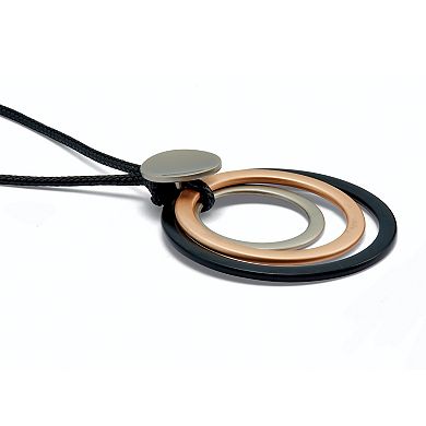 PalmBeach Jewelry Goldtone Nested Circle Pendant Cord Necklace 30-inch