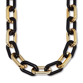 PalmBeach Jewelry Black Curb Link Necklace 24-inch length plus 3-inch extension