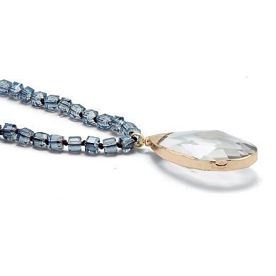 PalmBeach Jewelry Crystal Pendant Beaded Goldtone Drop Necklace 32-inch
