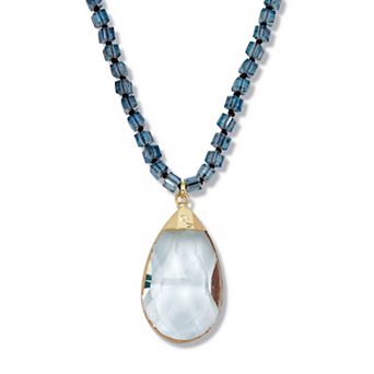 PalmBeach Jewelry Crystal Pendant Beaded Goldtone Drop Necklace 32-inch