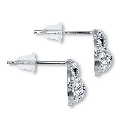 PalmBeach Jewelry Crystal Silvertone Dog Button Earrings