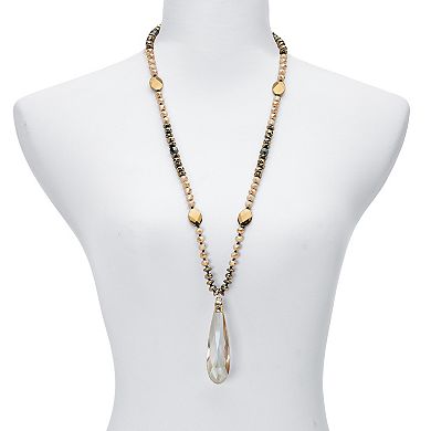 PalmBeach Jewelry Brown Faceted Crystal Pendant Goldtone Drop Necklace 32-inch