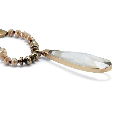 PalmBeach Jewelry Brown Faceted Crystal Pendant Goldtone Drop Necklace 32-inch