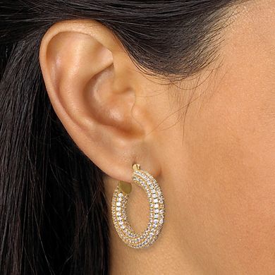 PalmBeach Jewelry Round Crystal Hoop Earrings