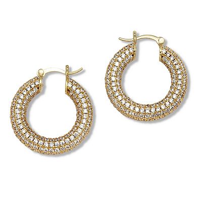 PalmBeach Jewelry Round Crystal Hoop Earrings
