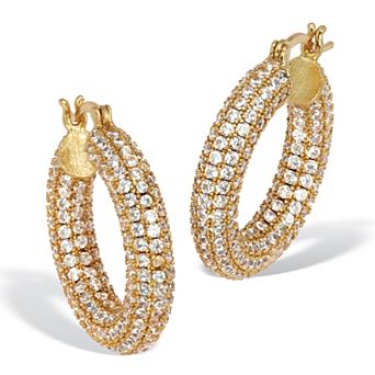 PalmBeach Jewelry Round Crystal Hoop Earrings
