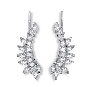 PalmBeach Jewelry 3.20 TCW Marquise Cut Cubic Zirconia Silvertone Ear Pin Earrings