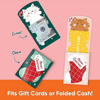 Big Dot of Happiness Cat Christmas Gift Card Holders with Envelopes, Pets Holiday Money Holders & Sleeves, Assorted Holiday Nifty Gifty Pack, Set of 8