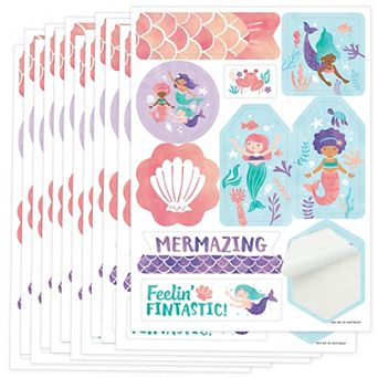 Big Dot of Happiness Mermaid Party Favor Sticker Sheet Sets, Mermaid Birthday Favors