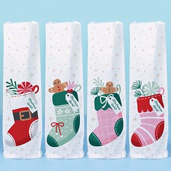 Big Dot of Happiness Christmas Stockings Wine Gift Bags, Holiday Party Wine Bottle Gift Wrap - 12 ct