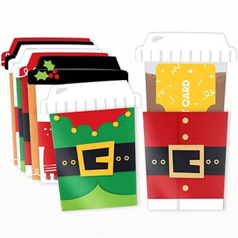 Big Dot of Happiness Assorted Christmas Holiday Coffee Cup Nifty Gifty Gift Card Holders 8 ct