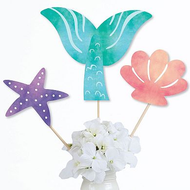 Big Dot of Happiness Mermaid Party Centerpiece Sticks, Starfish, Seashell, Mermaid Tail