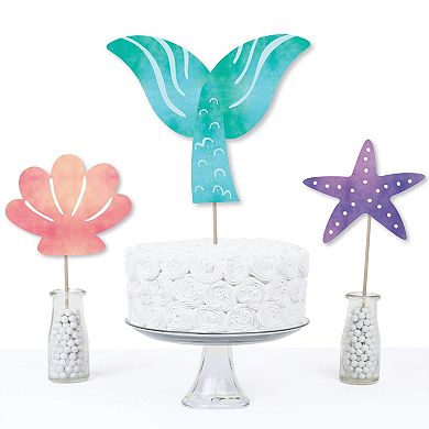 Big Dot of Happiness Mermaid Party Centerpiece Sticks, Starfish, Seashell, Mermaid Tail