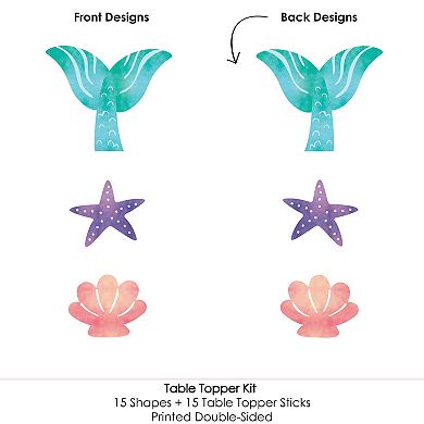 Big Dot of Happiness Mermaid Party Centerpiece Sticks, Starfish, Seashell, Mermaid Tail