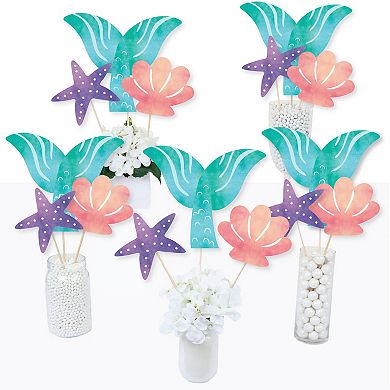 Big Dot of Happiness Mermaid Party Centerpiece Sticks, Starfish, Seashell, Mermaid Tail