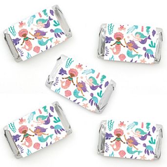 Big Dot of Happiness Mermaid Party Mini Candy Bar Wrapper Stickers
