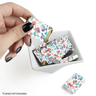 Big Dot of Happiness Mermaid Party Mini Candy Bar Wrapper Stickers