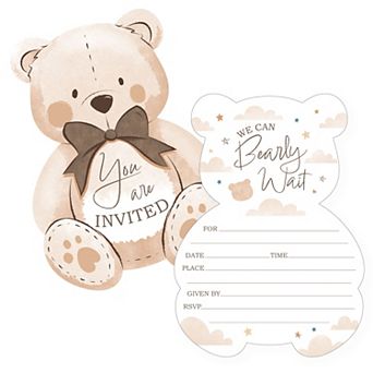 Big Dot of Happiness We Can Bearly Wait - Shaped Fill-In Invitations
