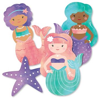 Big Dot of Happiness Mermaid Party Paper Cutouts, Double-Sided Starfish and Mermaid Shaped Decor