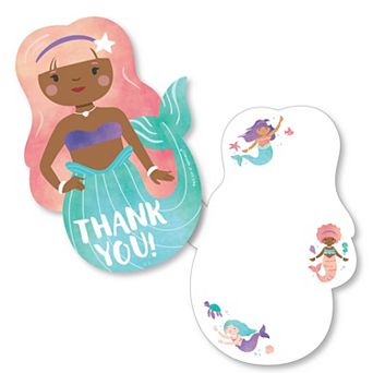 Big Dot of Happiness Mermaid Thank You Cards with Envelopes