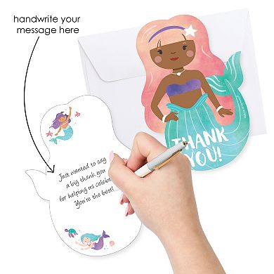 Big Dot of Happiness Mermaid Thank You Cards with Envelopes