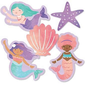 Big Dot of Happiness Mermaid Party Small Paper Cutouts Ocean Shaped Party Cut-Outs - 24 Count